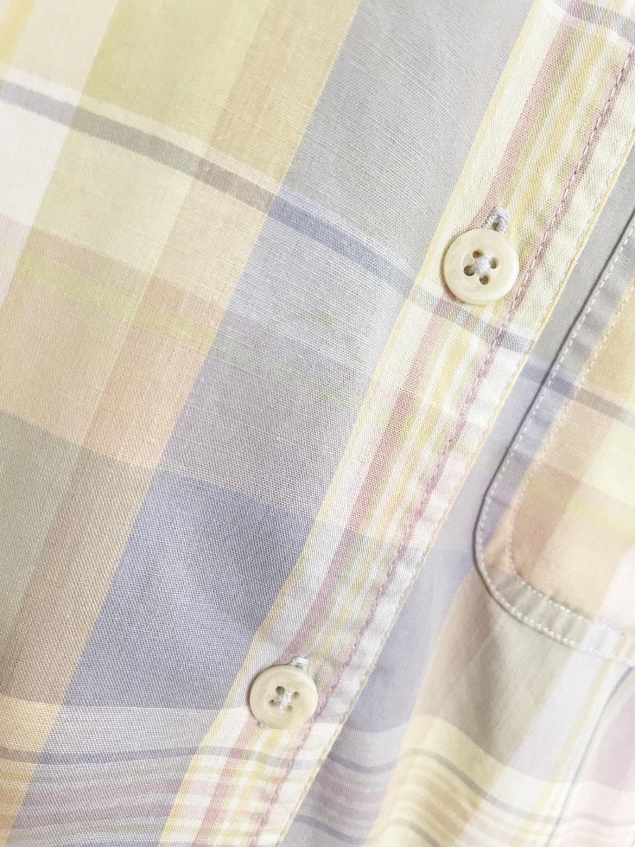 vintage 90s lizsport pastel plaid full button shirt | liz claiborne - good market thrift store