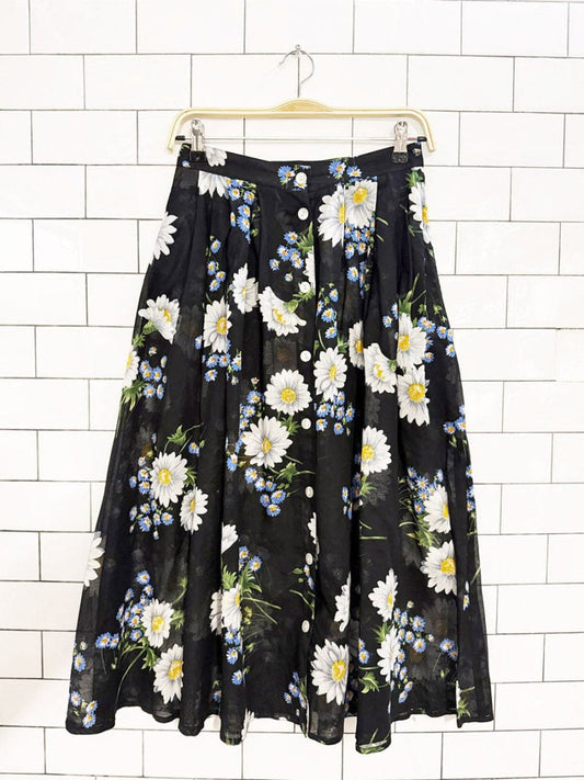 vintage 90s lizsport sheer full button floral midi skirt | liz claiborne - good market thrift store