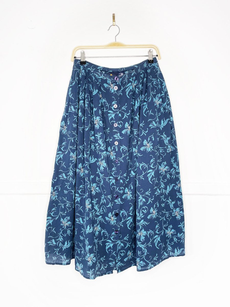 vintage 90s lizsport tropical pleated full button midi skirt | liz claiborne - good market thrift store