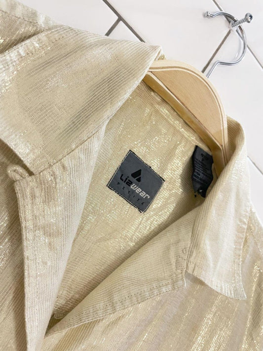 vintage 90s lizwear metallic full button shirt | made in India | liz claiborne - good market thrift store