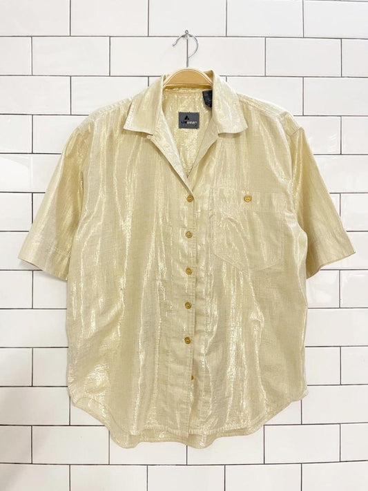 vintage 90s lizwear metallic full button shirt | made in India | liz claiborne - good market thrift store