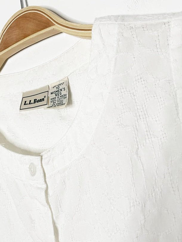 vintage 90s ll bean embroidered floral eyelet fitted sleeveless shirt - good market thrift store