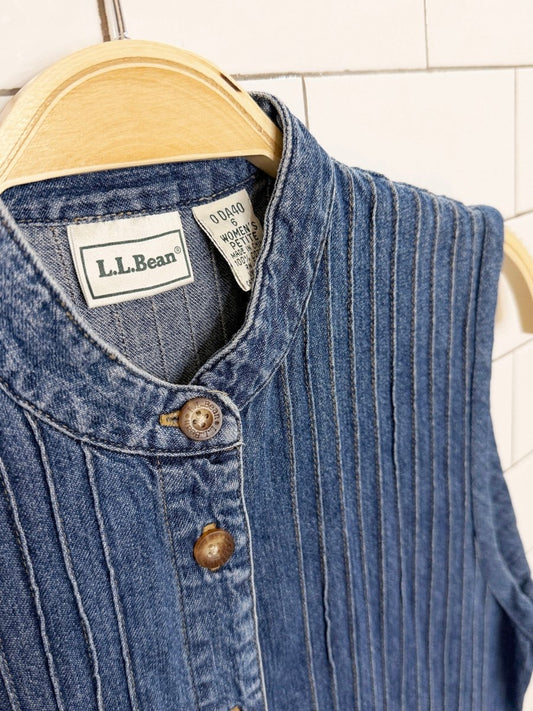 vintage 90s ll bean pintuck denim midi dress - good market thrift store