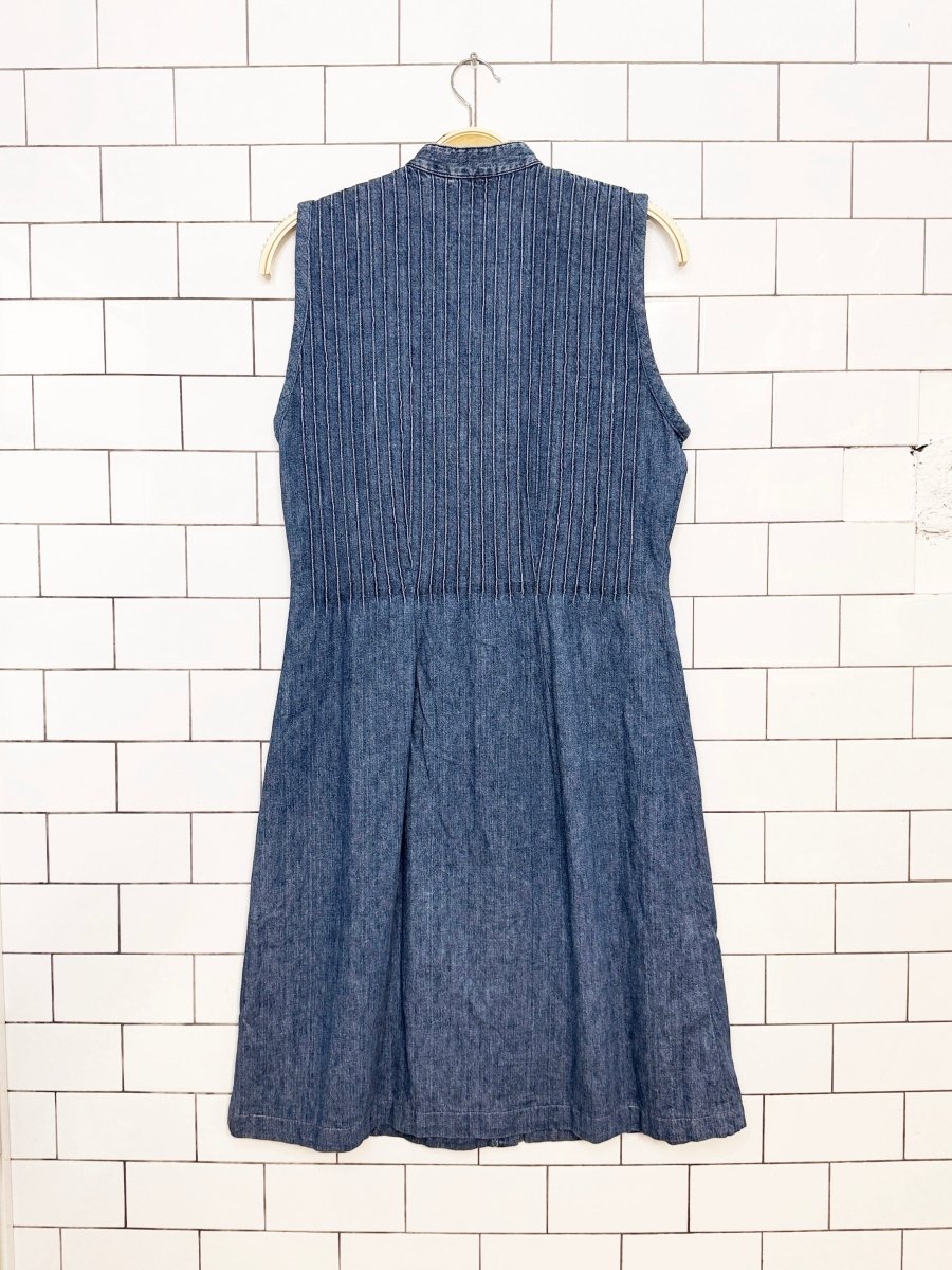 vintage 90s ll bean pintuck denim midi dress - good market thrift store