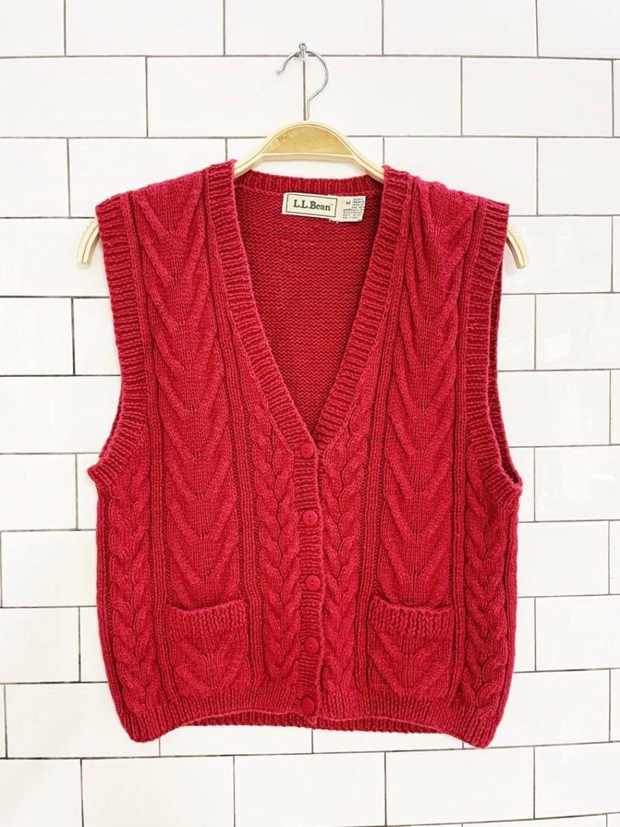 vintage 90s ll bean ramie - cotton cable knit vest - good market thrift store