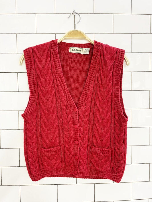 vintage 90s ll bean ramie - cotton cable knit vest - good market thrift store