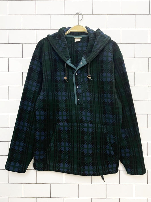 vintage 90s ll bean snap T synchilla fleece hooded pullover | made in USA - good market thrift store