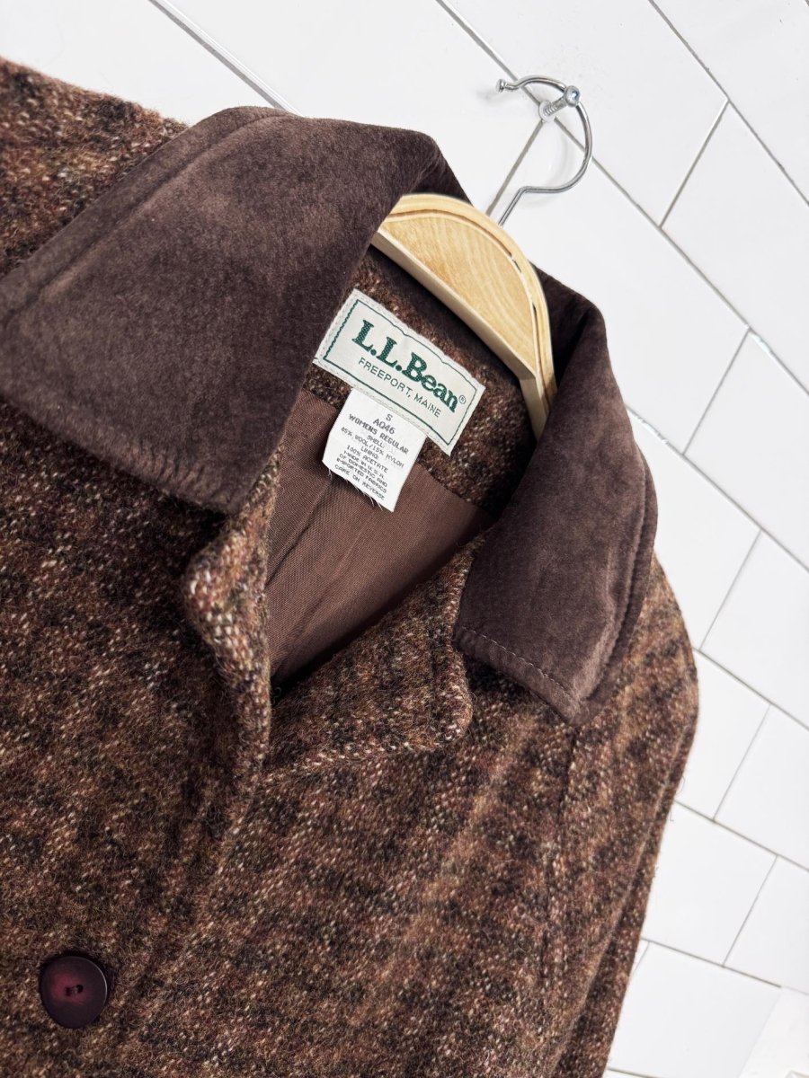 vintage 90s ll bean wool-blend suede collar long jacket | made in USA - good market thrift store