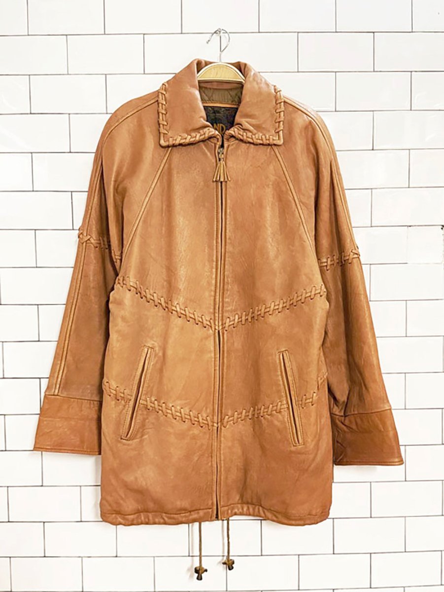 vintage 90s LNR butter leather whip stitch full zip jacket | lambskin - good market thrift store