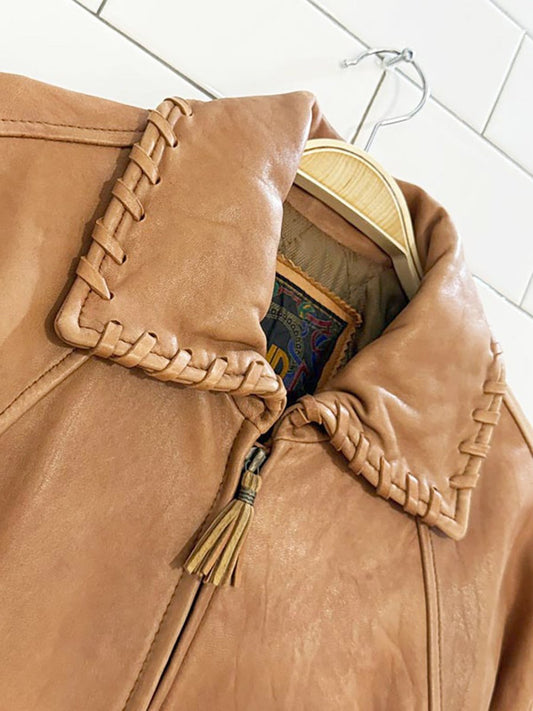 vintage 90s LNR butter leather whip stitch full zip jacket | lambskin - good market thrift store