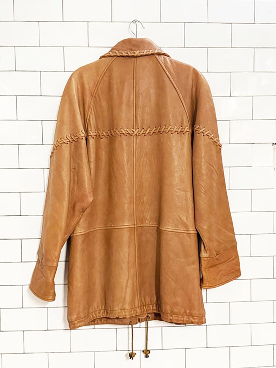 vintage 90s LNR butter leather whip stitch full zip jacket | lambskin - good market thrift store