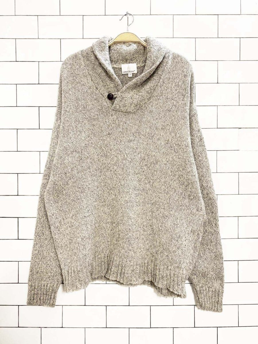 vintage 90s london fog wool - blend shawl collar knit sweater - good market thrift store