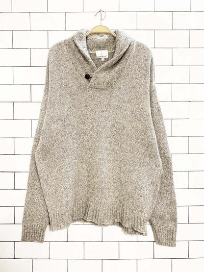 vintage 90s london fog wool - blend shawl collar knit sweater - good market thrift store