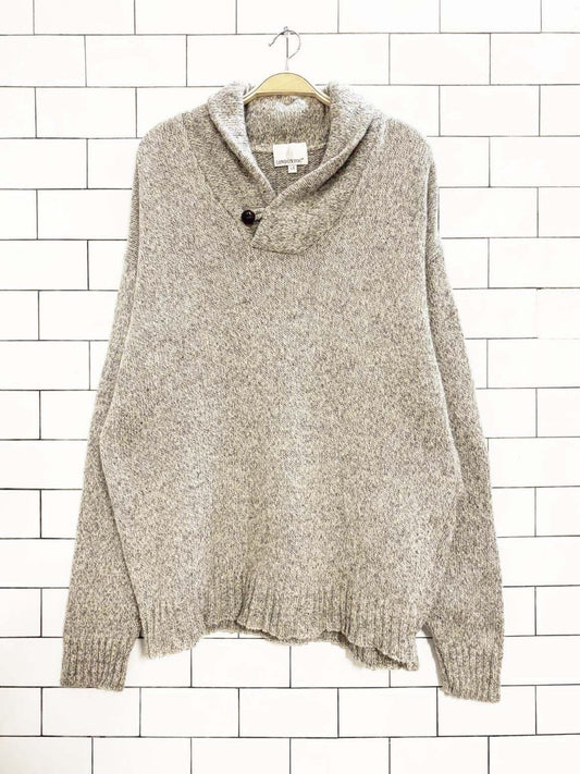 vintage 90s london fog wool - blend shawl collar knit sweater - good market thrift store