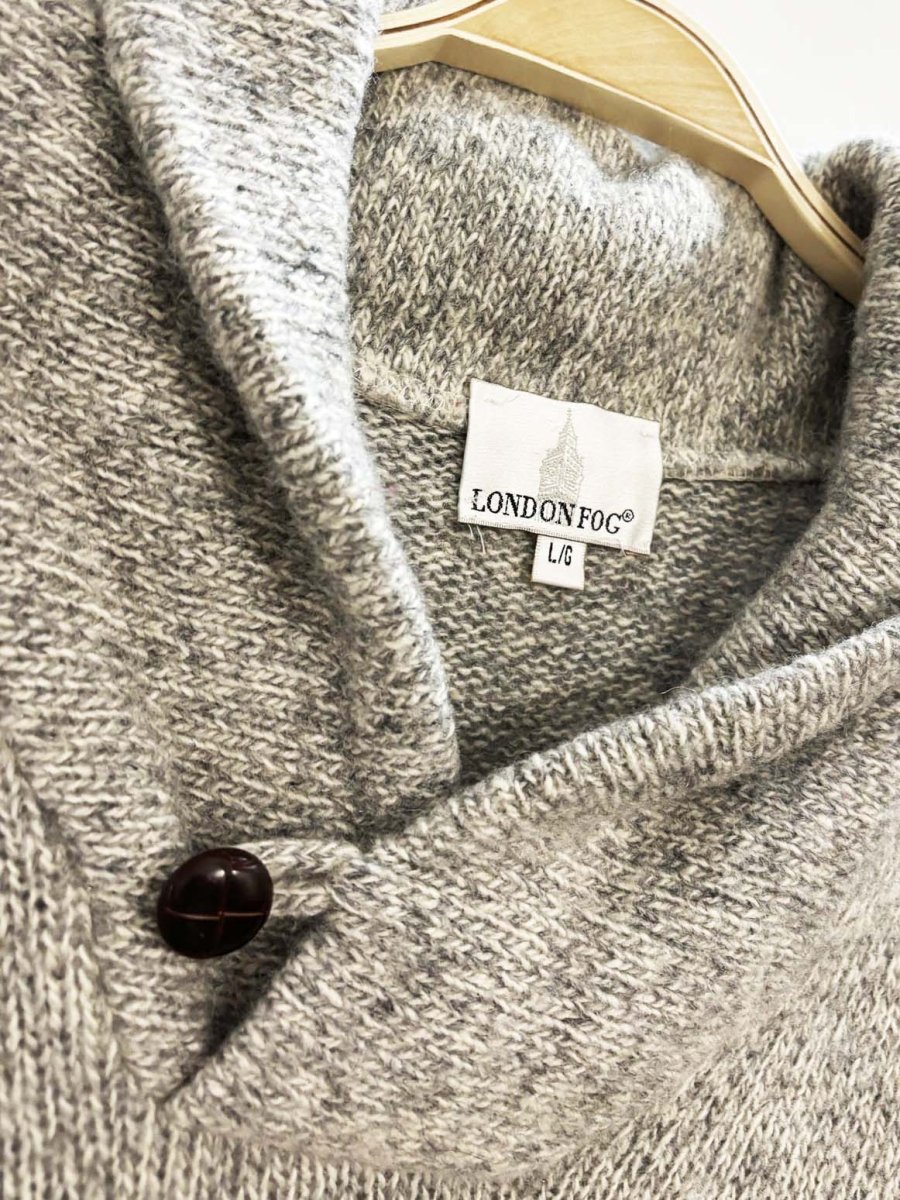 vintage 90s london fog wool - blend shawl collar knit sweater - good market thrift store