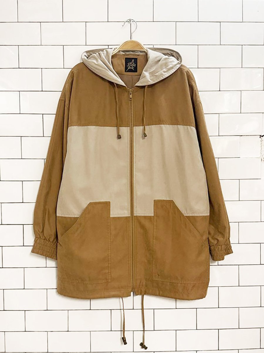 vintage 90s luba paris two - tone full zip hooded light jacket - good market thrift store