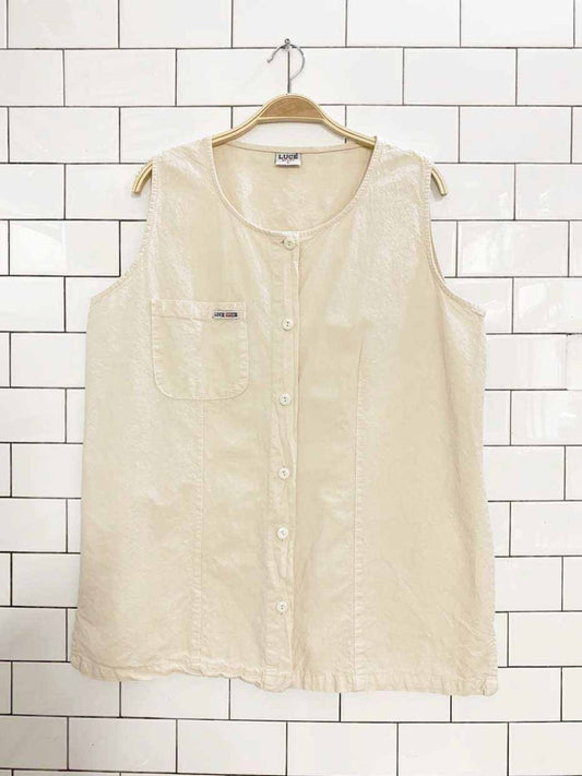 vintage 90s luce sport full button sleeveless shirt - good market thrift store