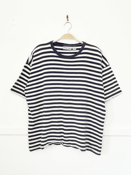 vintage 90s mainframe boxy blue stripe tee - good market thrift store