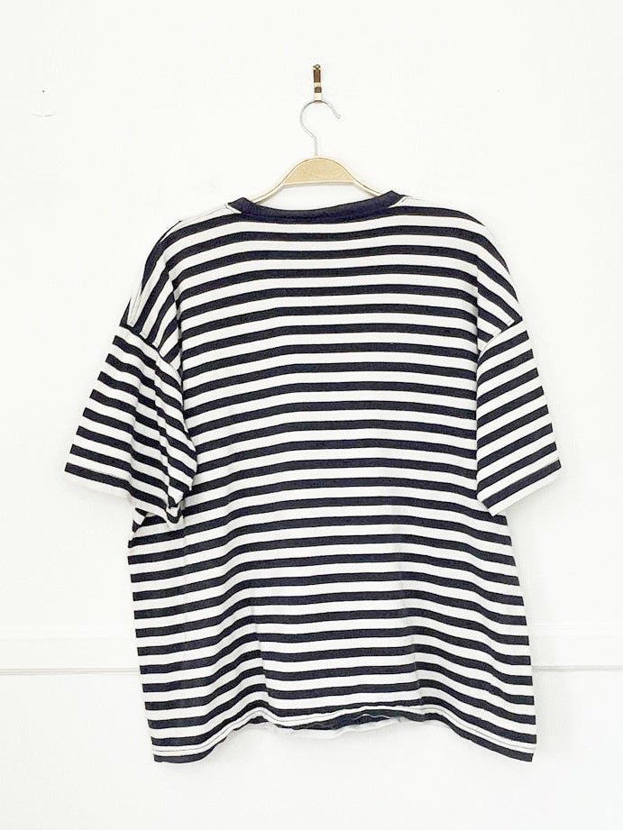 vintage 90s mainframe boxy blue stripe tee - good market thrift store
