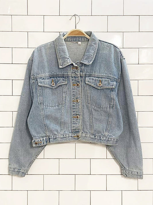 vintage 90s manager cropped denim jacket - good market thrift store