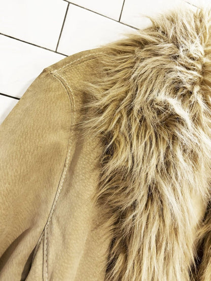 vintage 90s marvin richards suede penny lane coat | faux fur trim + liner - good market thrift store