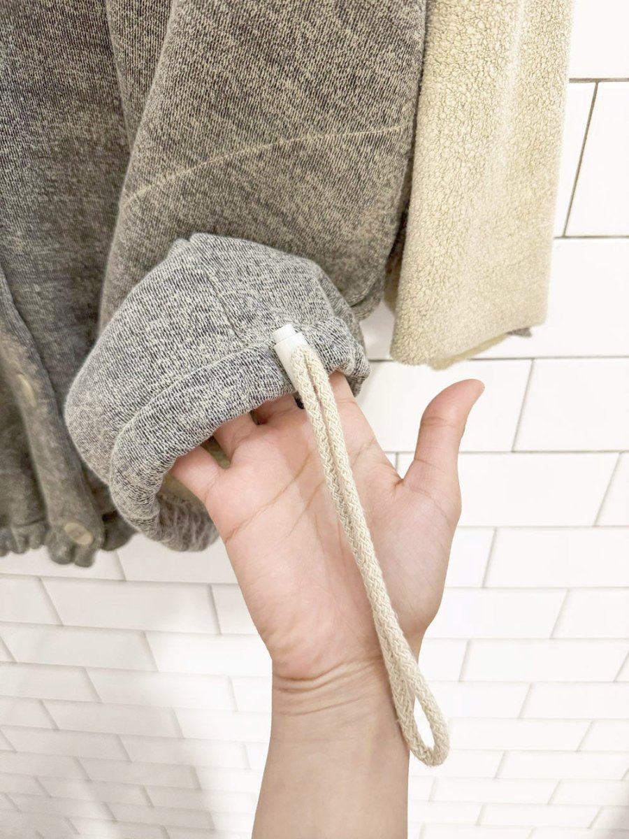 vintage 90s mary rose grunge two - tone drawstring sweatshirt cardigan - good market thrift store