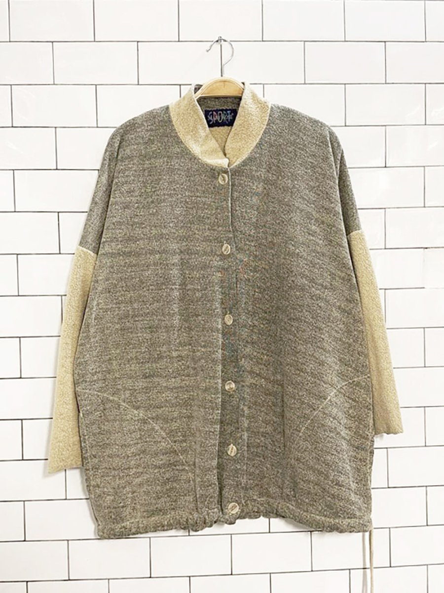 vintage 90s mary rose grunge two - tone drawstring sweatshirt cardigan - good market thrift store