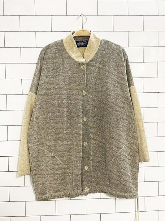 vintage 90s mary rose grunge two - tone drawstring sweatshirt cardigan - good market thrift store