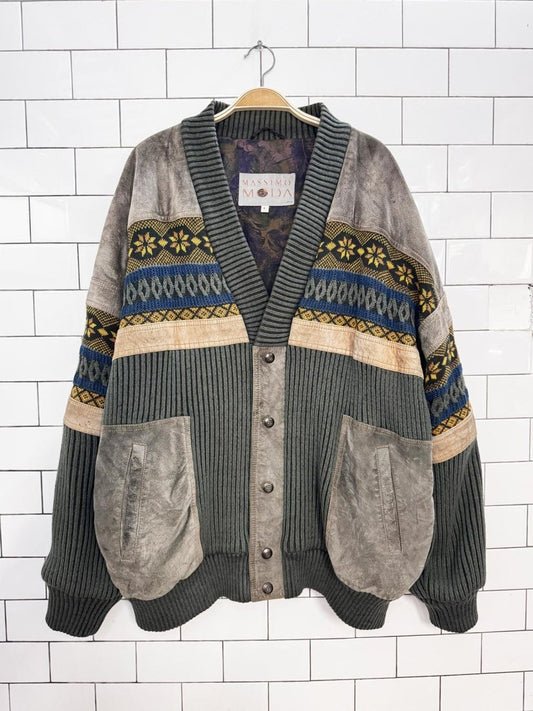vintage 90s massimo moda suede + knit combo bomber jacket | utex - good market thrift store