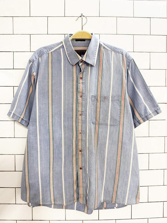 vintage 90s mcgregor single needle striped full button shirt - good market thrift store