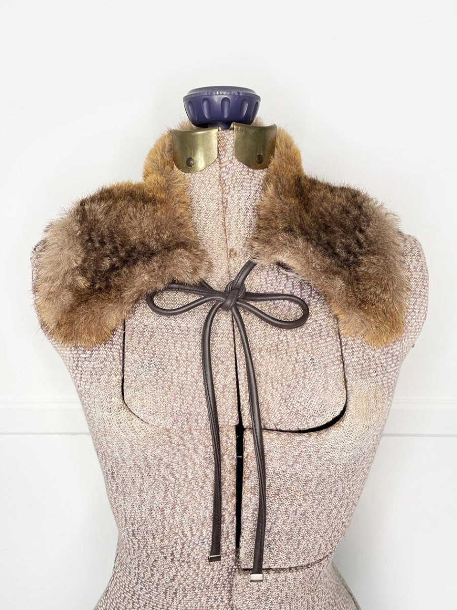 vintage 90s mélanie lyne faux fur tie collar - good market thrift store