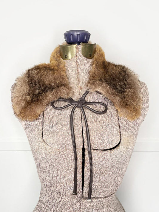 vintage 90s mélanie lyne faux fur tie collar - good market thrift store