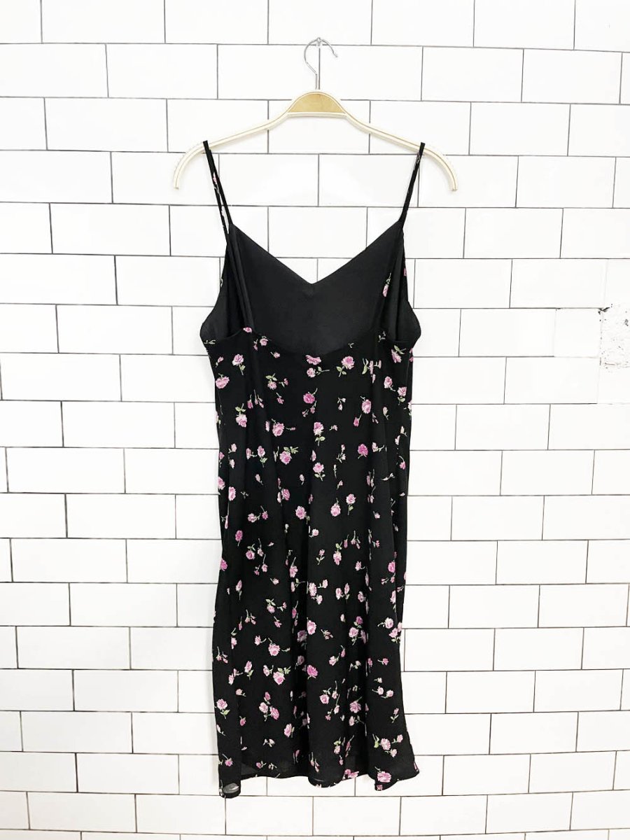 vintage 90s micro floral chiffon knee-length a-line dress - good market thrift store