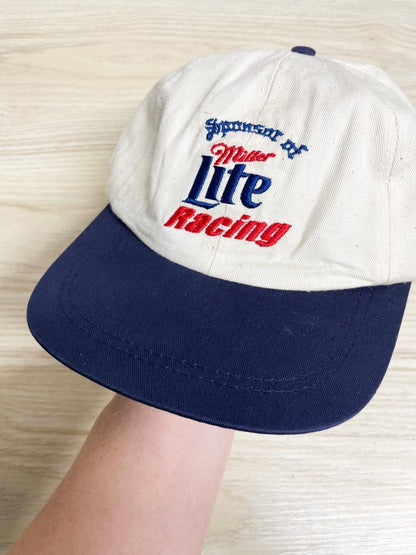 vintage 90s miller lite racing two - tone hat | fersten - good market thrift store