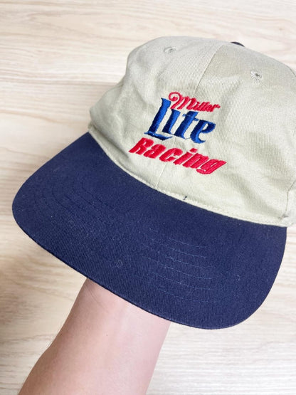 vintage 90s miller lite racing two - tone hat | fersten - good market thrift store