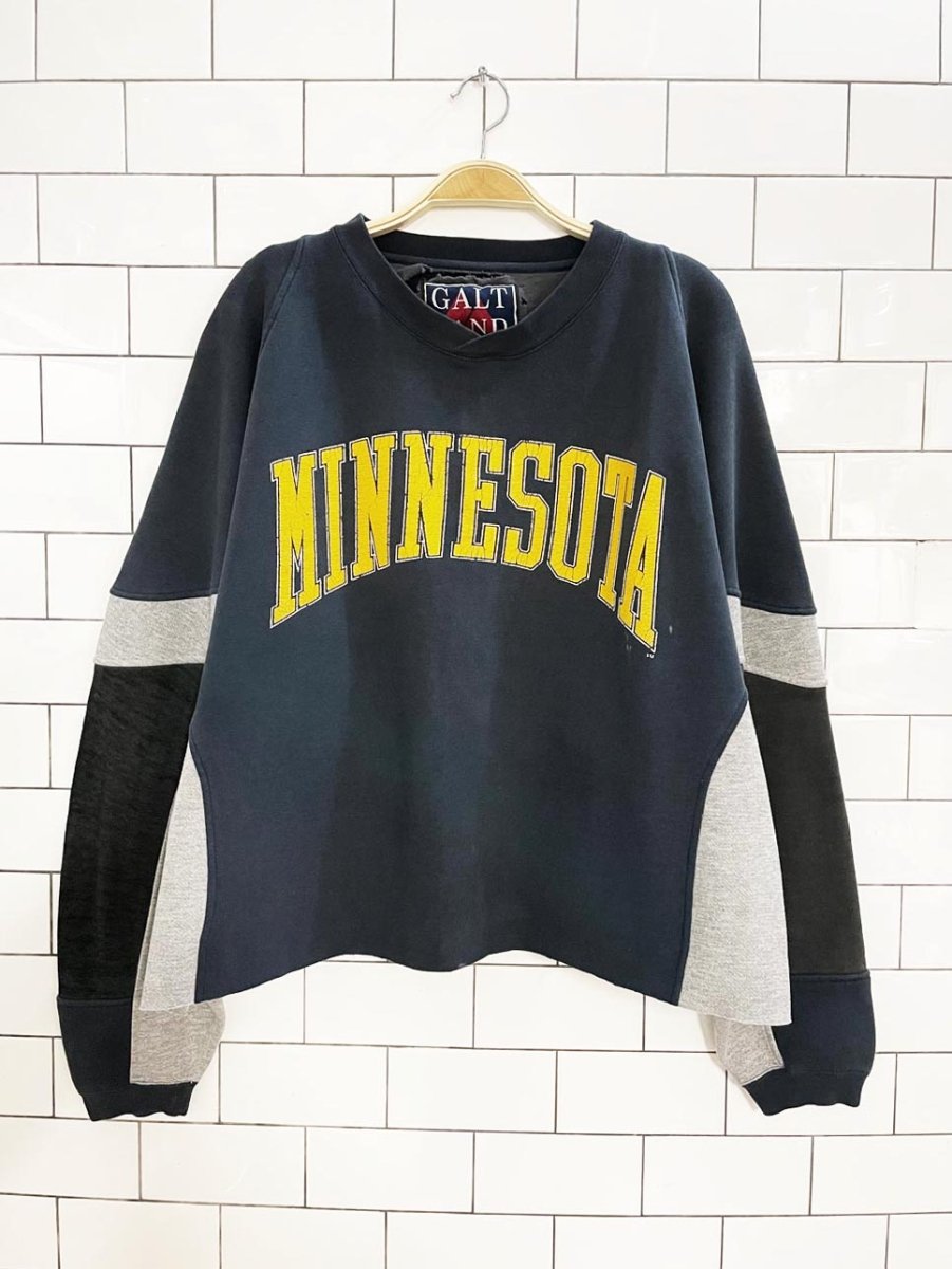 vintage 90s minnesota collegiate spellout cropped sweatshirt | galt sand - good market thrift store