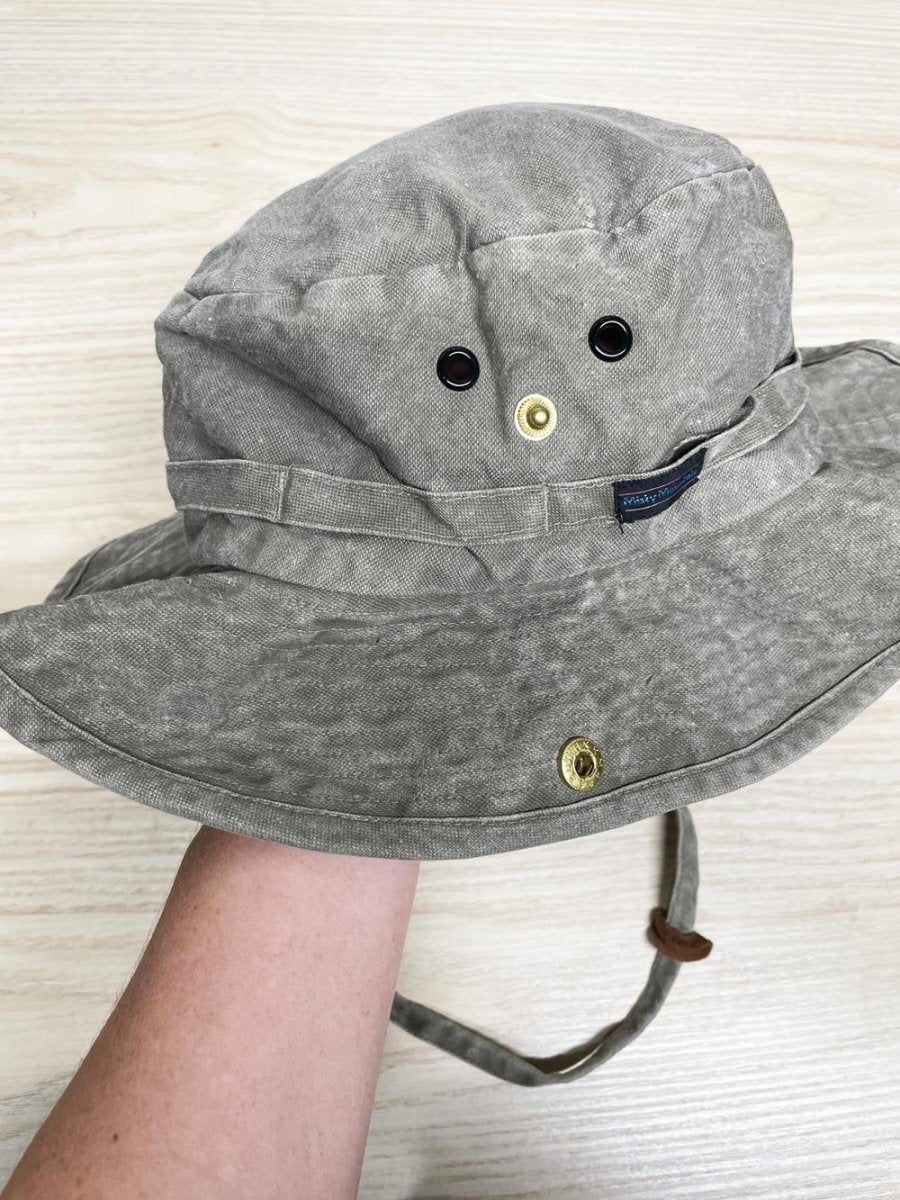 vintage 90s misty mountain outdoors brimmed snap side hat - good market thrift store