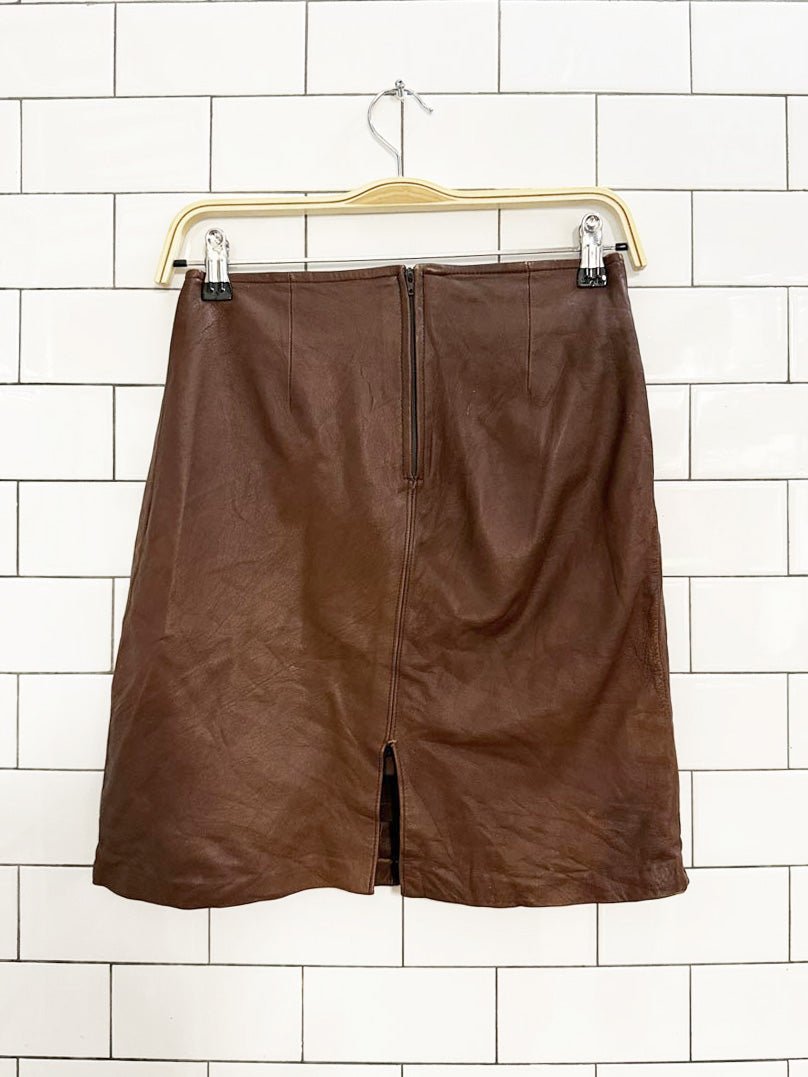 vintage 90s mix soft leather mini skirt | made in Canada - good market thrift store