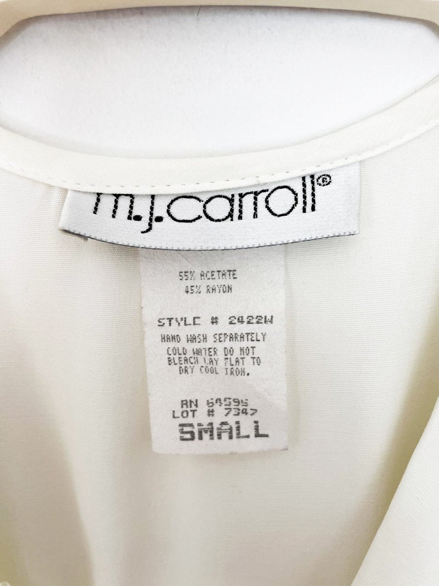 vintage 90s mj carroll ruffle trim sheer sleeve fitted blouse | made in USA - good market thrift store
