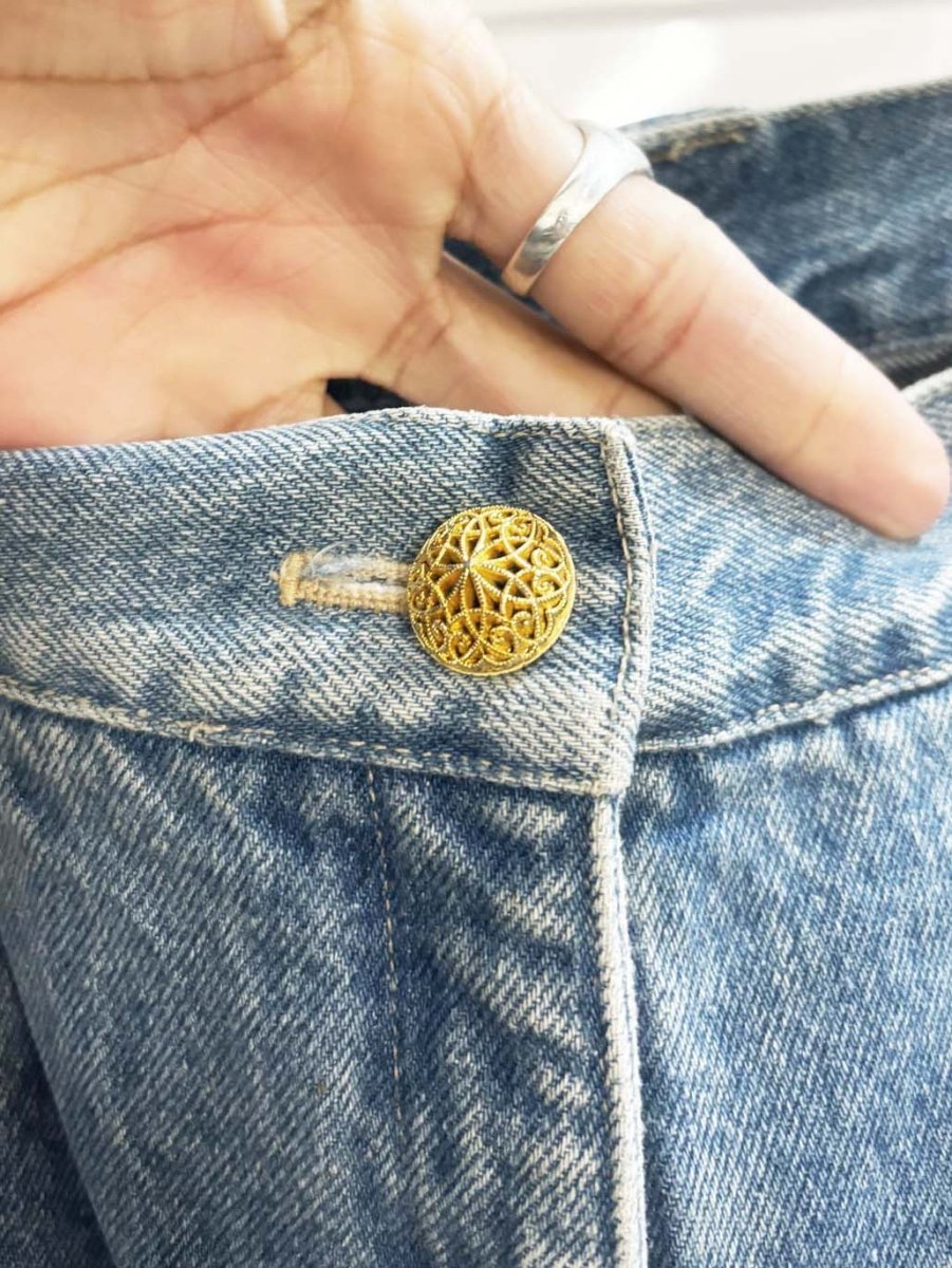 vintage 90s mondi gold embroidered high rise mom jeans - good market thrift store