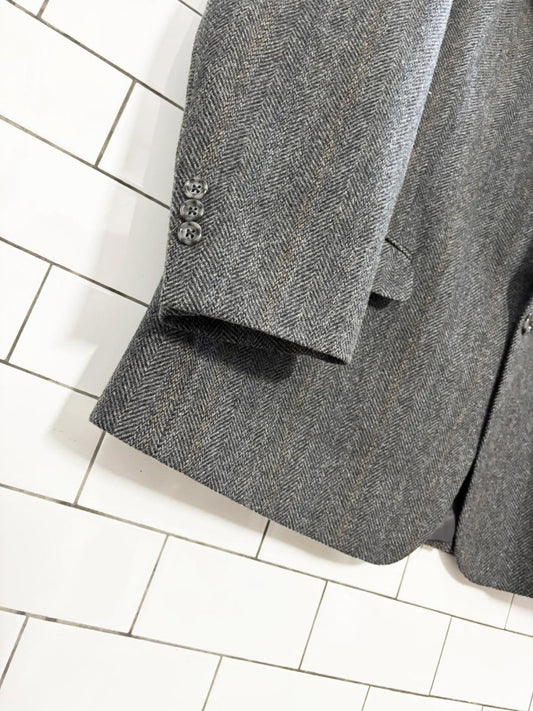 vintage 90s moores lineage 100% wool herringbone blazer - good market thrift store