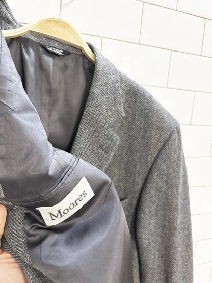 vintage 90s moores lineage 100% wool herringbone blazer - good market thrift store