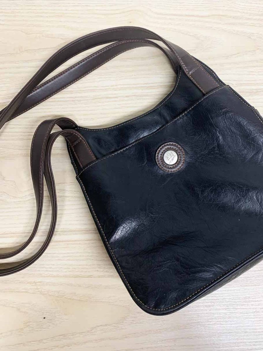 vintage 90s mouflan faux leather shoulder bag | made in canada - good market thrift store
