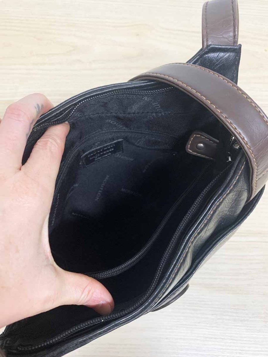 vintage 90s mouflan faux leather shoulder bag | made in canada - good market thrift store
