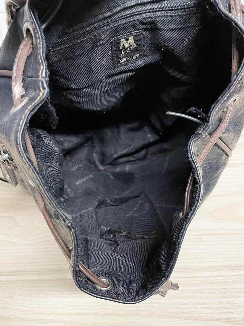 vintage 90s mouflon faux leather backpack - good market thrift store