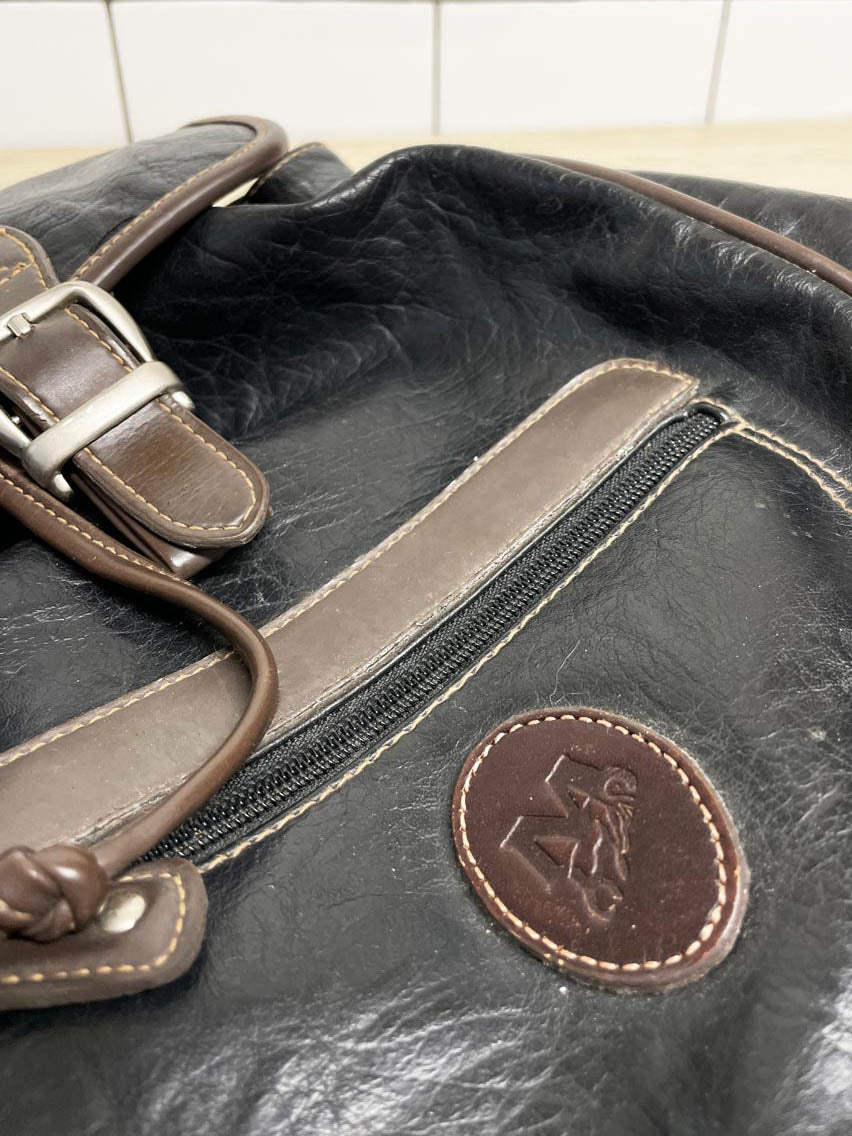 vintage 90s mouflon faux leather backpack - good market thrift store