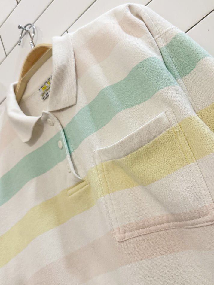 vintage 90s MTX striped collared boxy sweatshirt | mid town express - good market thrift store