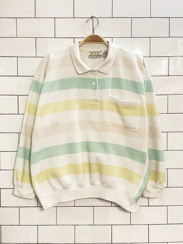 vintage 90s MTX striped collared boxy sweatshirt | mid town express - good market thrift store