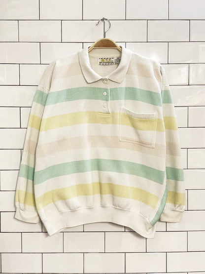 vintage 90s MTX striped collared boxy sweatshirt | mid town express - good market thrift store