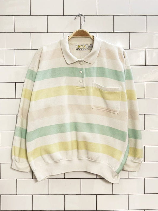 vintage 90s MTX striped collared boxy sweatshirt | mid town express - good market thrift store